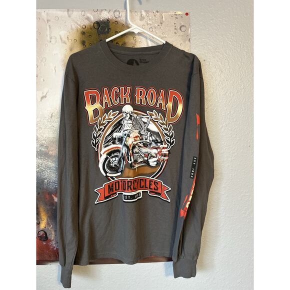 Tree Hugger Shirt Long Sleeve Back Road Motorcycles Graphic Tee M - Picture 1 of 3